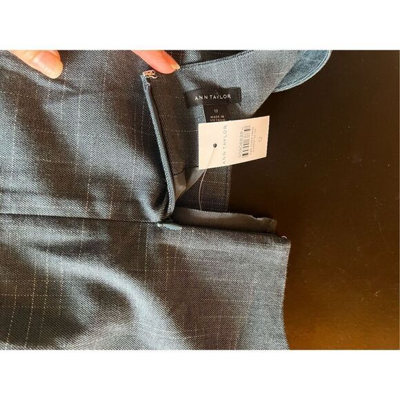 Ann Taylor Sleeveless Peplum Blouse Top Size 12 Green Back Zip Belted Office - Picture 11 of 13